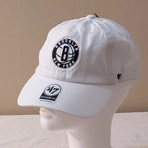Brooklyn Nets NBA Clean Up '47 Core Strapback Baseball Cap White w/Navy Hat